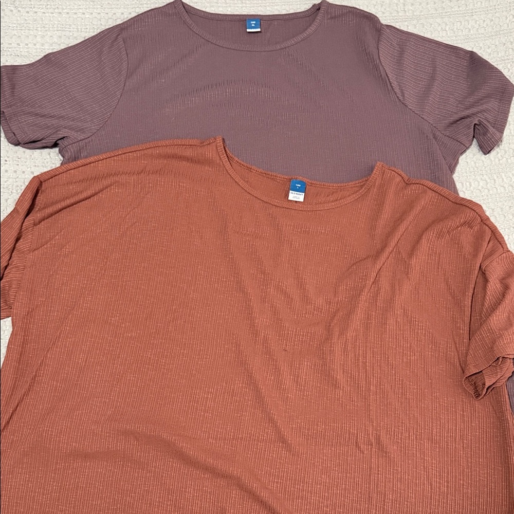 Rust and Mauve Ribbed T-Shirts